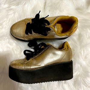 Cute To The Core By YRU LaLa Gold Sneakers